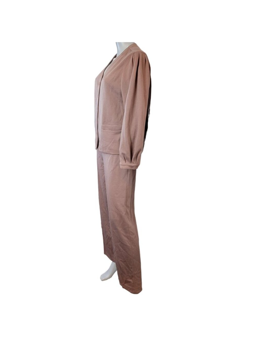 Vintage 70s Suit Women Large 14 Brown Jacket High Rise Straight Pants Retro Work - Picture 13 of 16